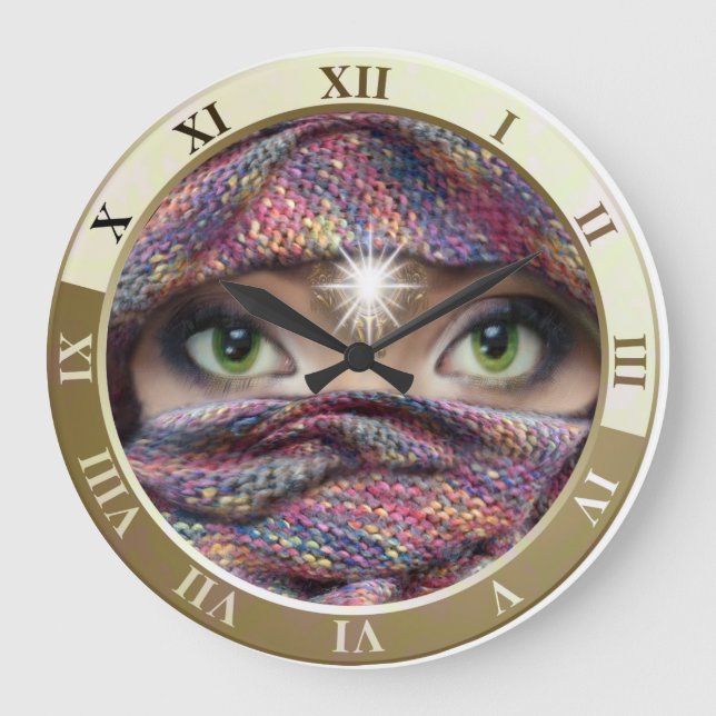 Dolfintid på läder stor klocka (Framsida)