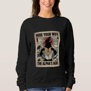 Dölj din fru Alphas är här Japanska Ukiyo-e Varg  T Shirt