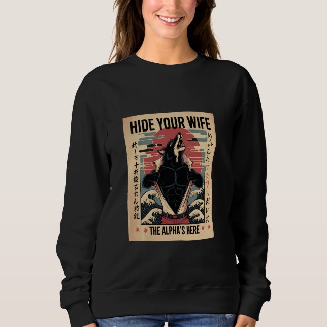Dölj din fru Alphas finns här Japanska Ukiyo e Var T Shirt (Framsida)