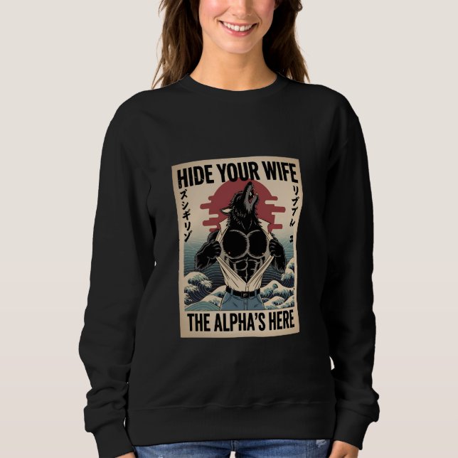 Dölj din fru Alphas finns här Japanska Ukiyo-e Var T Shirt (Framsida)
