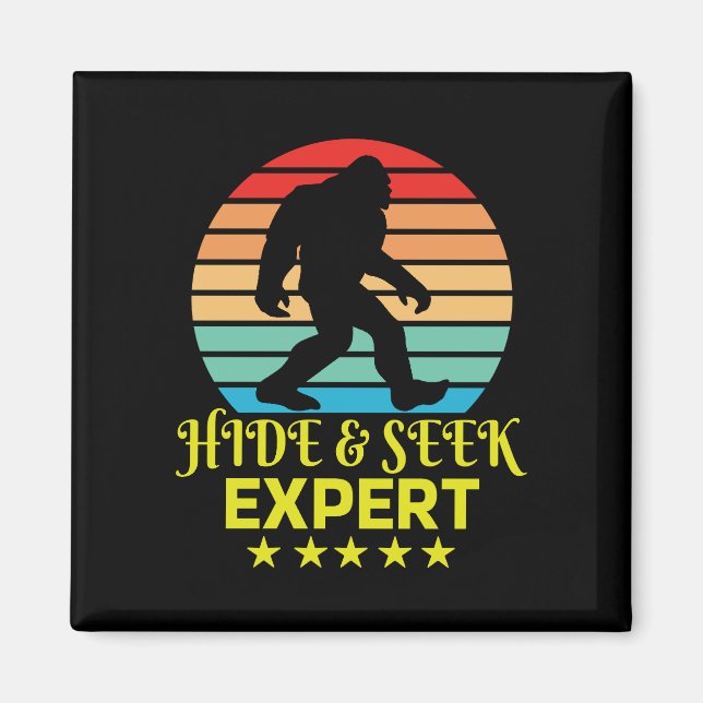 Dölj Och Sök Expert Bigfoot Rolig Magnet (Framsidan)