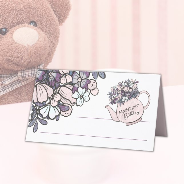 Dölj Tea Party Girls födelsedag Placeringskort (Skapare uppladdad)