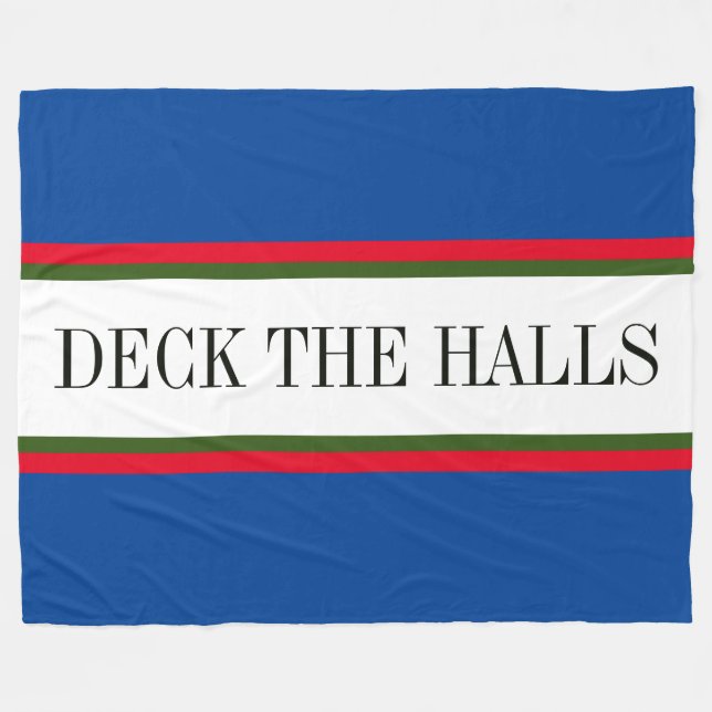 DÖLJA HALLS Blue Red Grönt White Rand Fleecefilt (Framsidan (Horisontell))