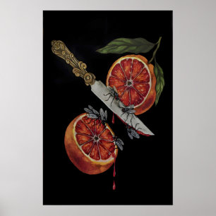 Dolk Svärd och Blod Orange Gotisk Köksmiljö Poster