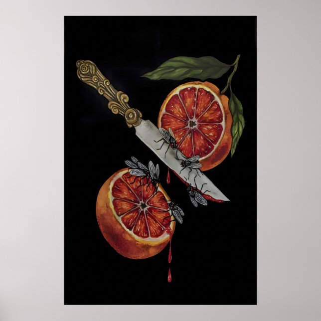 Dolk Svärd och Blod Orange Gotisk Köksmiljö Poster (Framsidan)