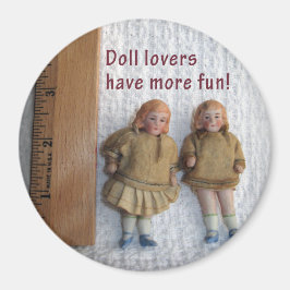 Doll Älskare Twin Antique Doll Magnets, Round Magnet