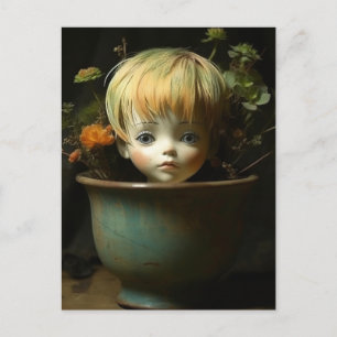 Doll Head Planter Vykort
