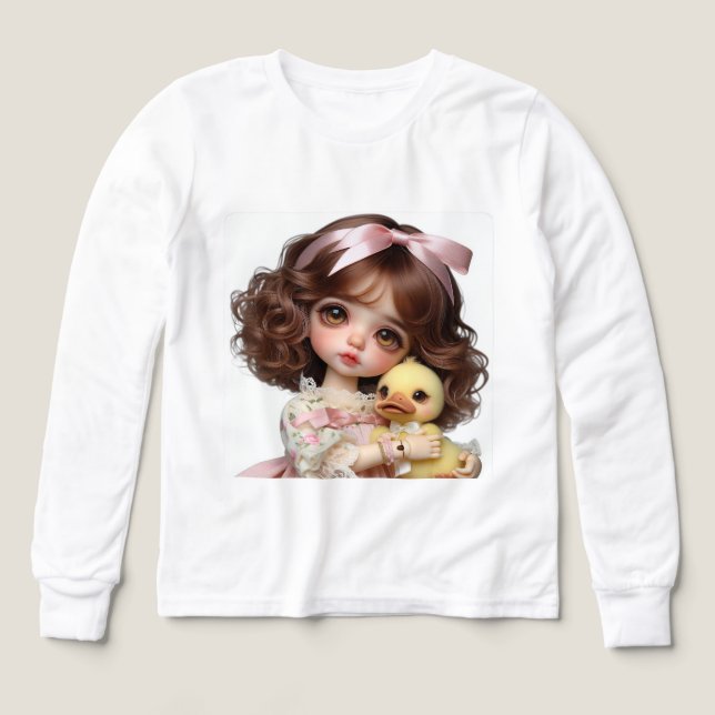 Doll med Rosa Bow, av Natasha Us T Shirt (Design framsida)