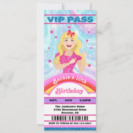 Doll Rosa Glitter Movie Star VIP biljett Birthday Inbjudningar
