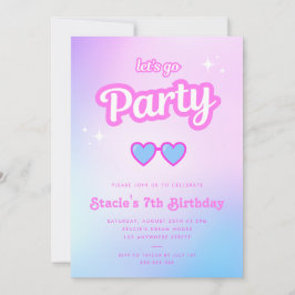 Doll Rosa Malibu Girl Låt oss Party Birthday Inbjudningar