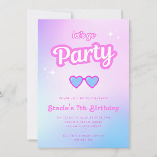 Doll Rosa Malibu Girl Låt oss Party Birthday Inbjudningar