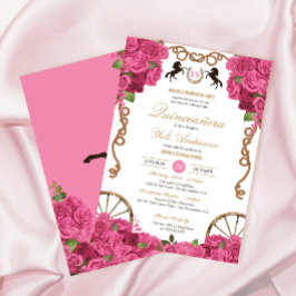 Doll Rosa ros Western Charra Quinceañera Inbjudningar