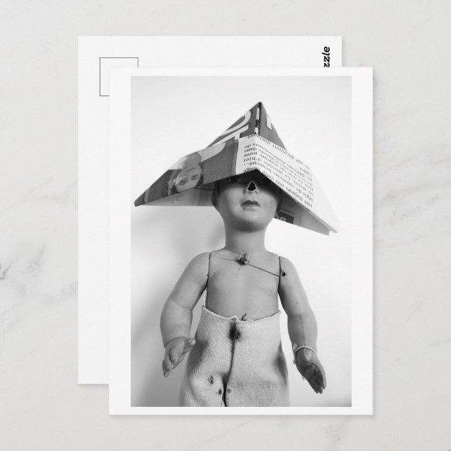 Doll with paper hat - Jack Vykort (Fram/baksida)