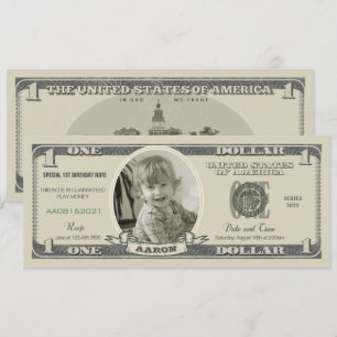 Dollar Bill Inbjudan till ettårsdag