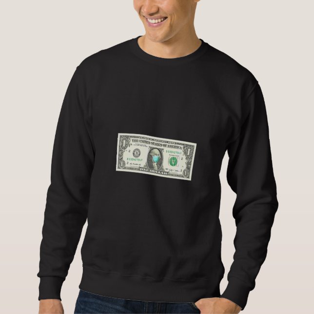 Dollar Bill med en mask Lång Ärmad Tröja (Framsida)