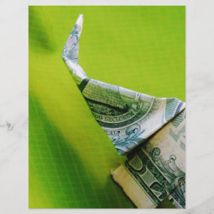 Dollar bill origami Elephant på Gröntens bakgrund