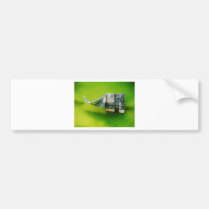 Dollar bill origami Elephant på Gröntens bakgrund Bildekal