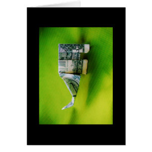 Dollar bill origami Elephant på Gröntens bakgrund Hälsningskort