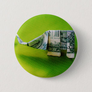 Dollar bill origami Elephant på Gröntens bakgrund Knapp