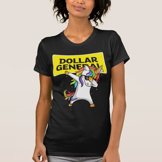 Dollar General Unicorn Dabbing T-Shirt (Framsida)