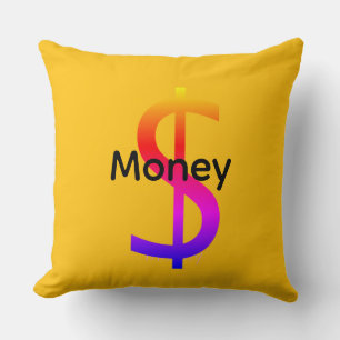 Dollar $ign Pengar  Logotyp Regnbåge Gul Kudde