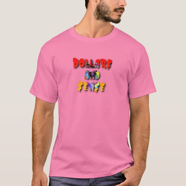 Dollar$ Och $en$e Mäns Rosa   T Shirt (Framsida)