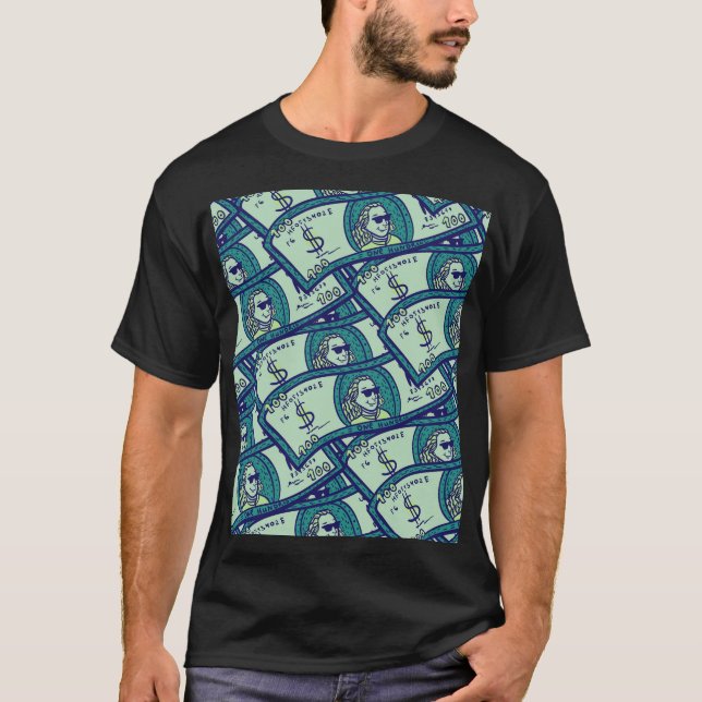 Dollar Sedlar: Sömlöst Pengamönster T Shirt (Framsida)