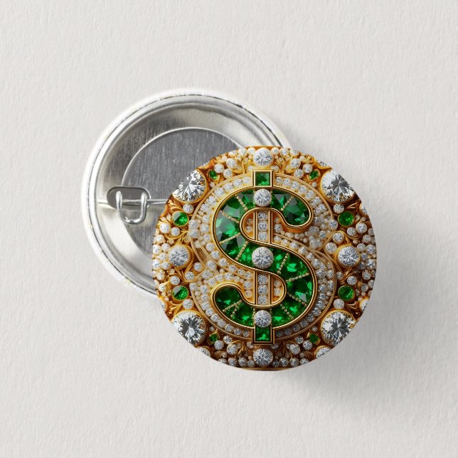 Dollar Sign Button Knapp (Framsida & baksida)