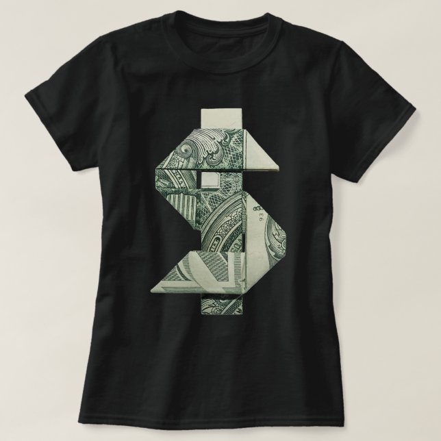 Dollar Sign Money Origami Pengarar T Shirt (Design framsida)