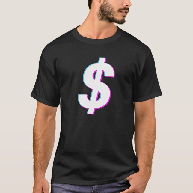 Dollar Sign Vaporwave Aesthetic Glitch T Shirt (Framsida)