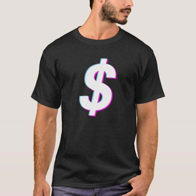Dollar Sign Vaporwave Aesthetic Glitch T Shirt (Framsida)
