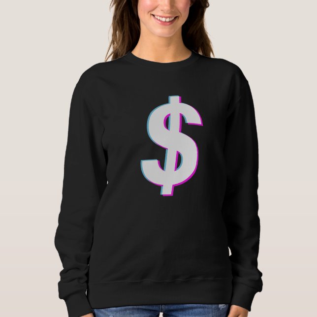 Dollar Sign Vaporwave Aesthetic Glitch T Shirt (Framsida)