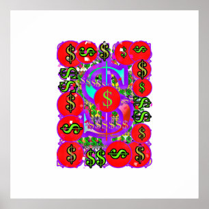 Dollar Signs Money Currency Dollar Bill Thrift Poster