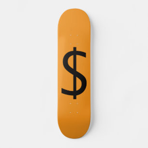 Dollar $tecken Orange Mini Skateboard Bräda 18,5 Cm