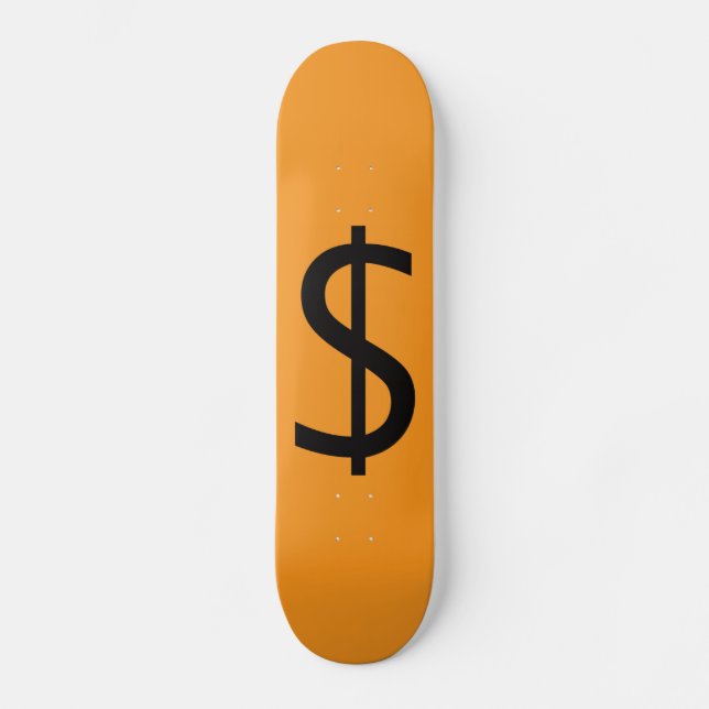 Dollar $tecken Orange  Mini Skateboard Bräda 18,5 Cm (Framsida)