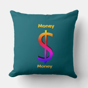 Dollar $tecken Pengar Logo Regnbåge Turkos Kudde