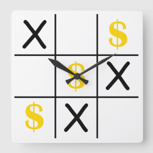 Dollar Tic Tac Toe Fyrkantig Klocka