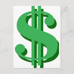 $ dollar-undertecknar vykort