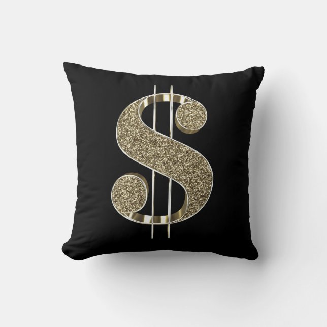 Dollaren för glitter 3D för fauxen undertecknar Kudde (Framsida)