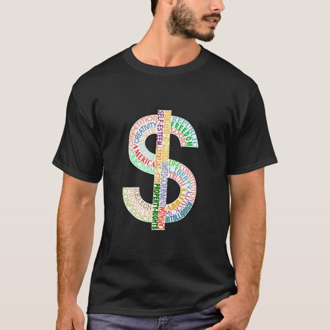 Dollaren undertecknar mörka skjortor t shirt (Framsida)