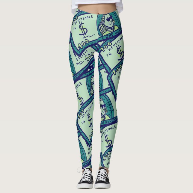 Dollarsedlar: Sömlösa pengar Mönster Leggings (Framsida)