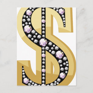 Dollarsymbol i diamanter 2 vykort