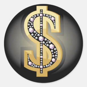 Dollarsymbol i diamanter runt klistermärke