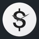 Dollartecken | Enkel modern alfabet Stor Klocka<br><div class="desc">Svartdollartecken i stil på vit bakgrund.
Klicka på knappen "anpassa" om du vill anpassa designen genom att välja spelar ingen roll färg som du vill och till och med lägga till egen text.
Matchande objekt är också tillgängliga i butik.</div>