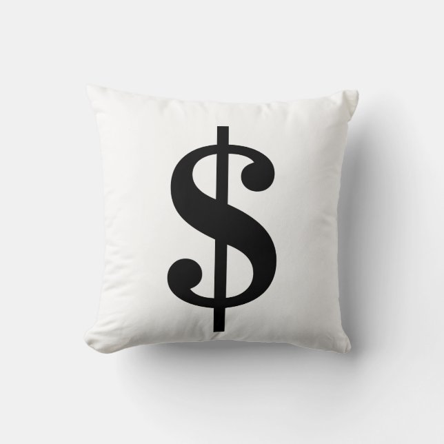 Dollartecken | Enkelt klassiskt alfabet Kudde (Framsida)