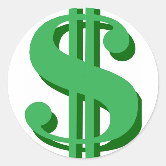 $-dollartecken runt klistermärke (Framsida)