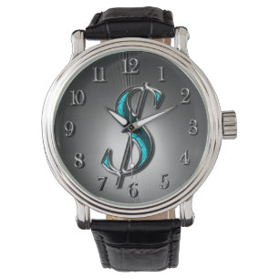Dollartecken turkos och Silver-utskrift Armbandsur