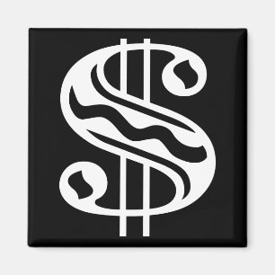 Dollartecken - Vit Magnet