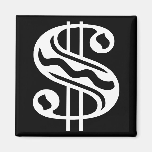 Dollartecken - vit magnet (Framsidan)