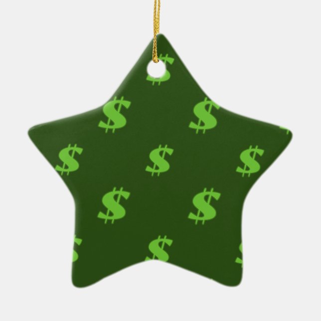 Dollarteckenmönster Julgransprydnad Keramik (Framsidan)